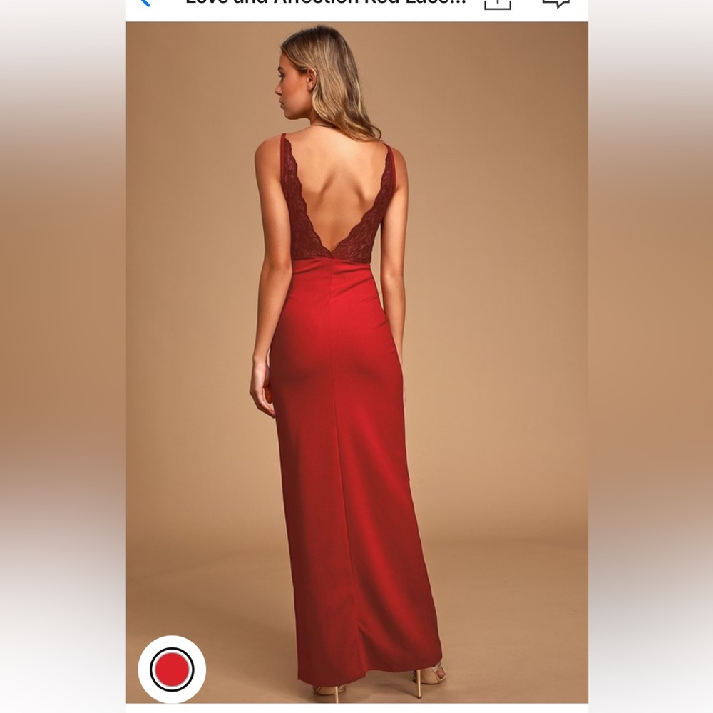 Lulus red lace V-back holiday party dress (NWT)
